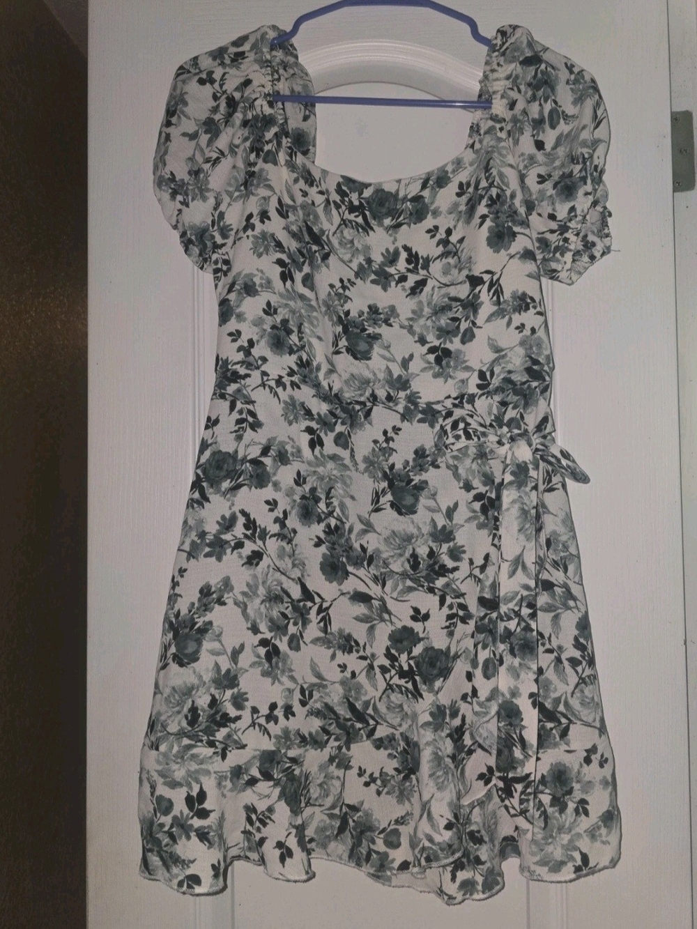 Inspired Hearts White Dress with Green Floral XL